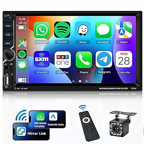 VECHTEL Autoradio 2 Din avec Carplay Android Auto sans Fil