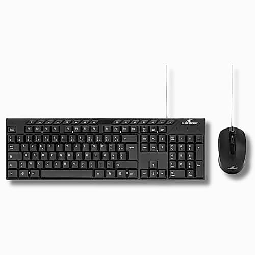 Bluestork – Pack Media Office - Pack Clavier Souris Filaire USB – Clavier AZERTY Ergonomique et Souris Filaire Réactive - Ensembles Clavier et Souris, Silencieux, Connexion Facile, Confort - PC/Linux