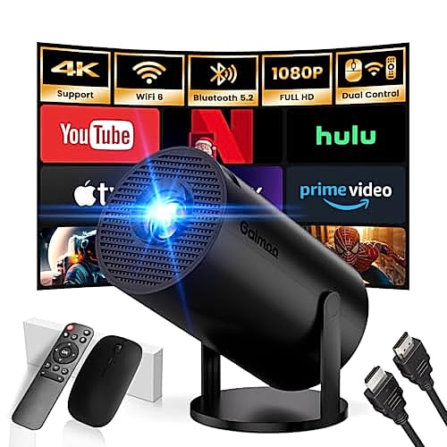 [App intégrée] Vidéoprojecteur 2025 Rétroprojecteur Portable (Noir)