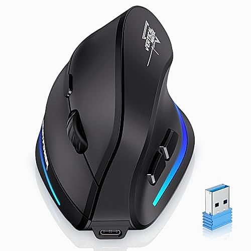 ECHTPower Souris Ergonomique sans Fil 2.4GHz Rechargeable