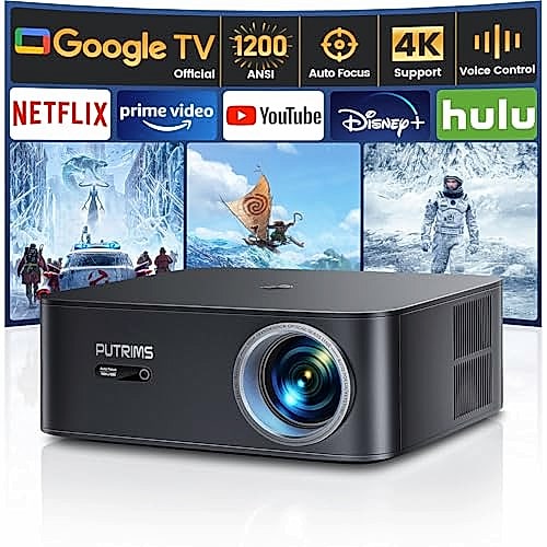 PUTRIMS Vidéoprojecteur 4K Google TV